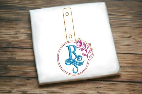 Floral Monogram Keychain R ITH
